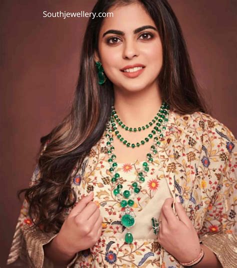 Isha Ambani in diamond emerald jewellery - Indian Jewellery Designs