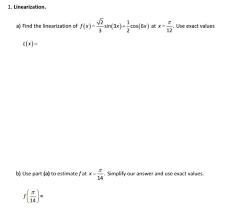 Solved 1. Linearization. a) Find the linearization of | Chegg.com