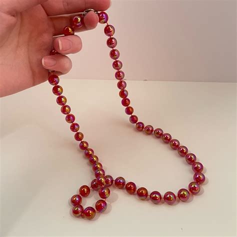 Vintage Jewelry Vintage Red Lucite Plastic Beaded Mermaid Core Maximalist Party Beaded