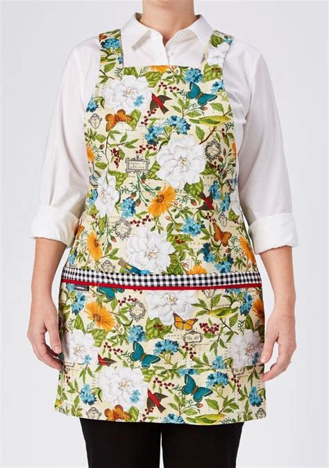 Bird Butterfly Apron Reversible Apron With Pockets Retro Apron For