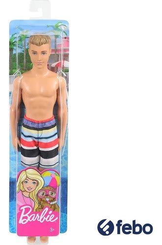 Barbie Mu Eco Ken Mattel En Traje Ba O Playero Short A Rayas Febo