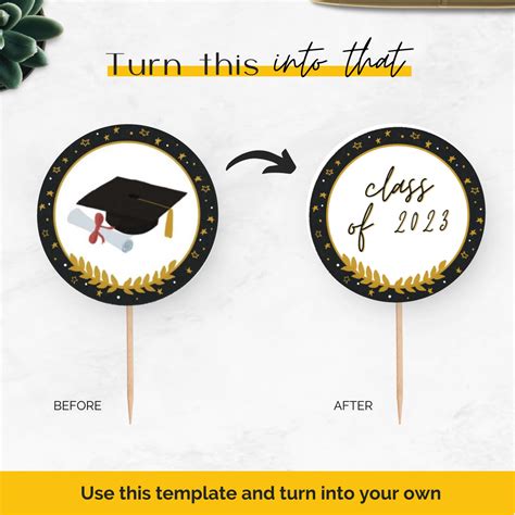 Graduation Party Cupcake Toppers Gold City Ventures