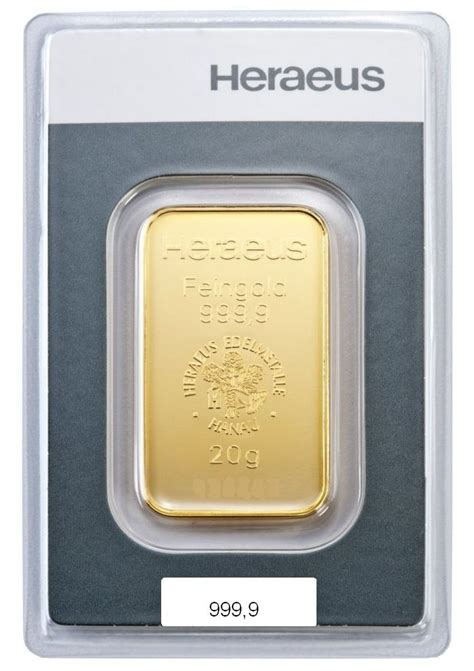 20 Gr Goldbarren Heraeus Bergmann Edelmetalle E K