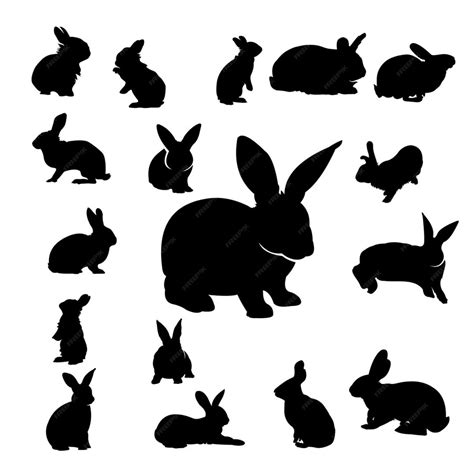 Premium Vector Rabbit Silhouette Vector Set Illustration