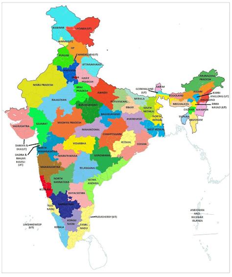 Hindi India Map With States