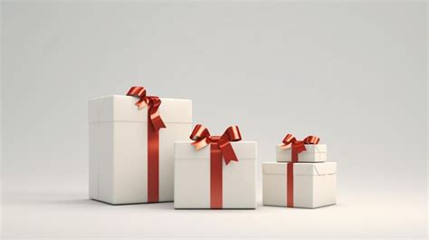 Premium Ai Image White Gift Box With Red Ribbon Bow