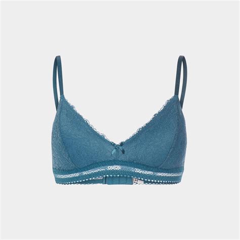 Lh Soutien Gorge Triangle Micro Dentelle Bleu Canard Femme Bleu Canard