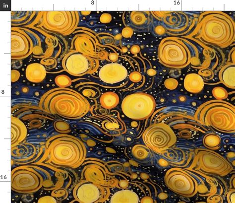 Gustav Klimt Inspired Starry Night Fabric Spoonflower