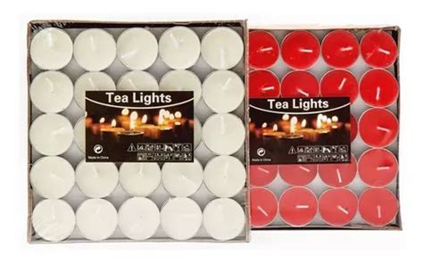 Velas Chicas Mini Tea Light Flotantes Alta Duracion Pack Color Rojo