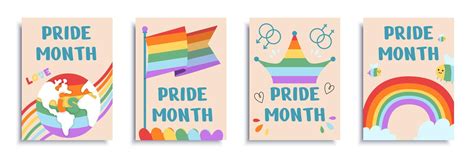 Premium Vector Lgbt Pride Month Cover Brochure Set In Flat Design