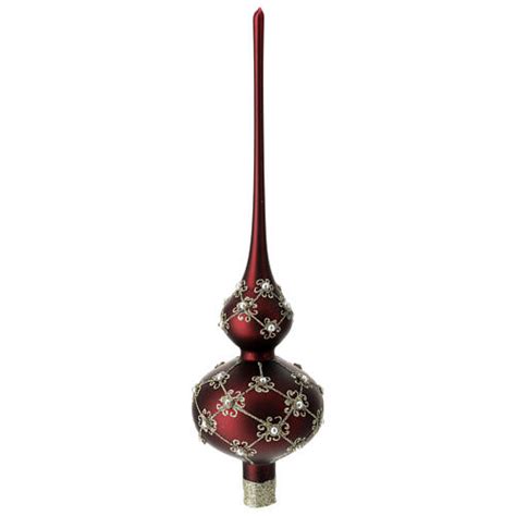 Christmas tree topper in red blown glass with golden decorations ...