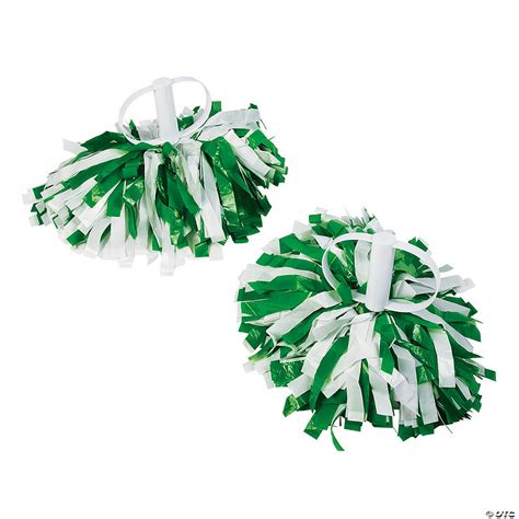 Green & White Spirit Cheer Pom-Poms | Oriental Trading