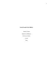 Sexual Assault In The Military Editedf Docx 1 Sexual Assault In The