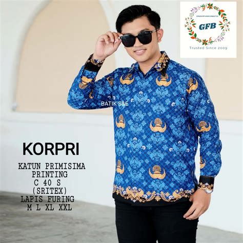 Jual Hem Seragam Batik Korpri Kerah Hitam Terbaru 2024 Kemeja Korpri