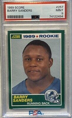 1989 Score Football 257 Barry Sanders Rookie Card Graded PSA 9 Lions