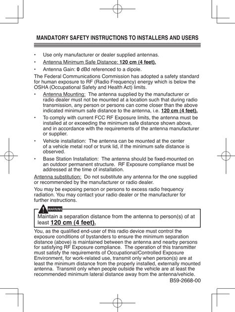 Jvc Kenwood Uhf Transmitter User Manual Safety Info