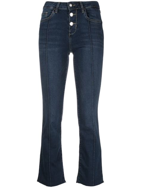 Liu Jo Cropped Kick Flare Jeans In Blue ModeSens