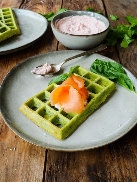 Gaufre épinards au saumon fumé Recette facile