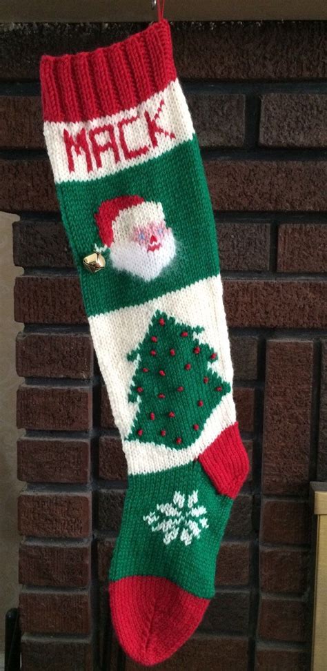 Vintage Personalized Hand Knit Santa Christmas Stocking 100 PURE