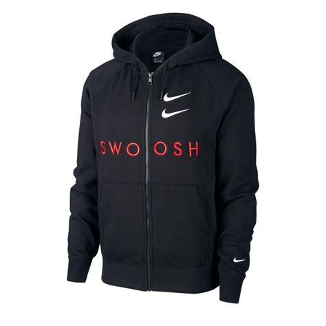 Nike Cotton Double Swoosh Full Zip Hoodie In Black For Men Lyst Canada