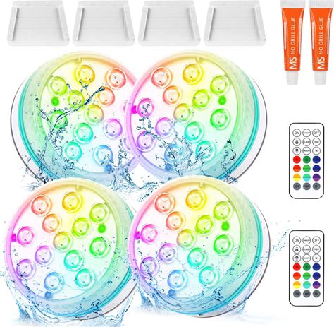 LUXONIC Unterwasser LED RGB Lichter 4 Stück 13 LED Wasserdichte LED