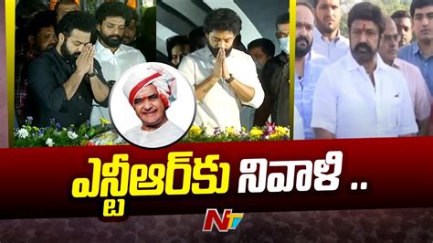 Balakrishna Jr Ntr And Kalyan Ram Tributes To Ntr Ntv Youtube