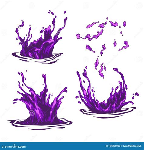 Purple Water Splashes Waves And Drops Stock Vector Illustration Of