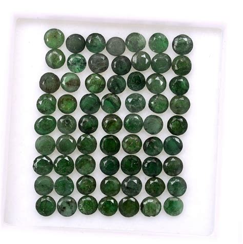 Cts Natural Emerald Round Cut Mm Lot Pcs Untreated Loose