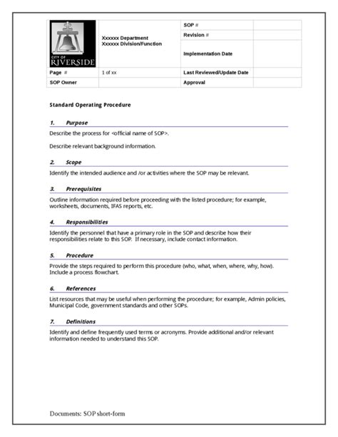 Standard Operating Procedures Examples Standard Operating Procedure