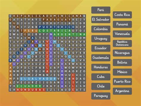 Paises Hispanos Sopa De Letras