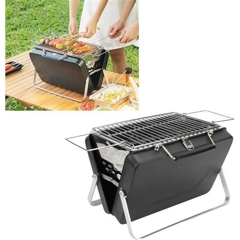 Grille De Barbecue Pliante Portable N Noir Charbon