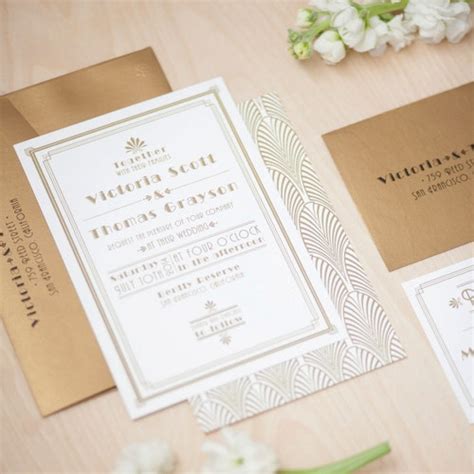 Art Deco Wedding Invitation Gold Invitation Roaring Etsy