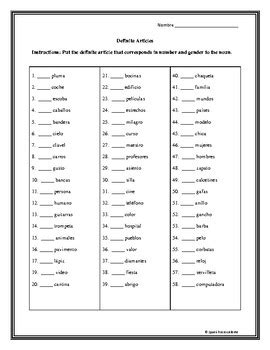 Definite Articles In Spanish El La Los Las By Spanish Es Excelente