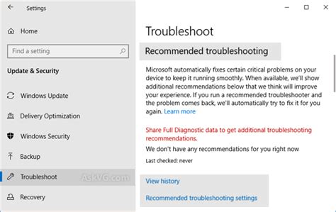 Tip Enable Or Disable Automatic Recommended Troubleshooting In