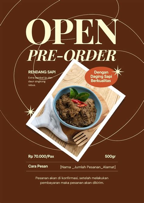 Poster Open Pre Order Masakan Rendang Sederhana Template Canva Pre