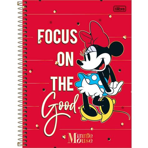 Caderno Espiral Univ CD 160fls Vermelho Minnie Tilibra Welban