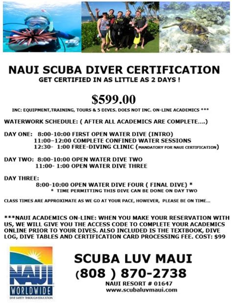 Maui Scuba Diving Open Water Dive Certification On Maui Naui Scuba