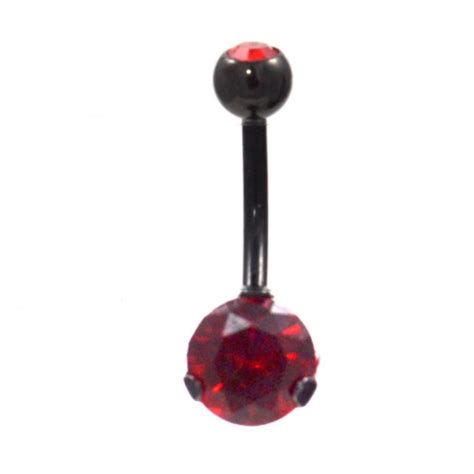 Prong Set Double Jeweled Titanium Ip Belly Ring