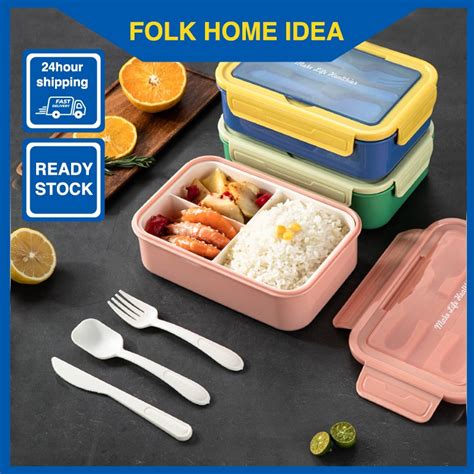 Portable Friendly Lunch Box Microwave Safe Food Storage Container With Spoon Fork Knife Lunch