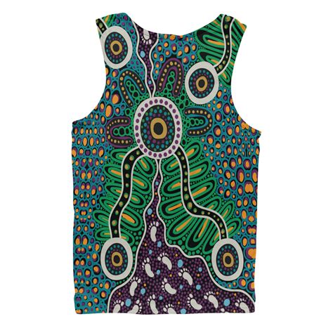 Australia Aboriginal Men Singlet A Dot Painting In The Style Of