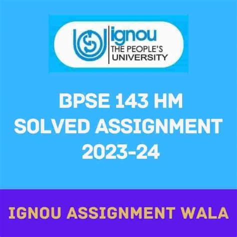 Ignou Bpse 143 Hindi Solved Assignment 2023 24 Ignou Assignment Wala