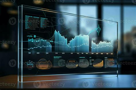 Abstract Glowing Forex Chart Interface On Blurry Night City Background