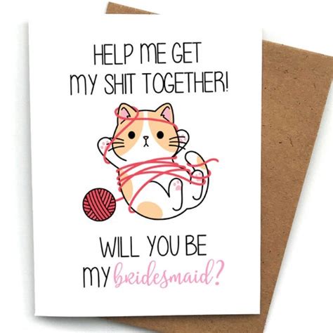 Proposal Card Funny CAT NEWS Pun Bridesmaid Maid Of Honor Etsy