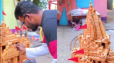 Ram Mandir Fever Man From Bengal Uses 20 Kg Parle G Biscuits To Build