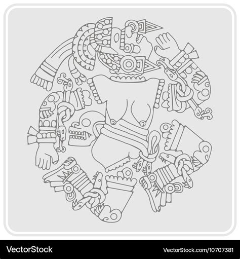 Icon with Coyolxauhqui aztec goddess of the moon Vector Image