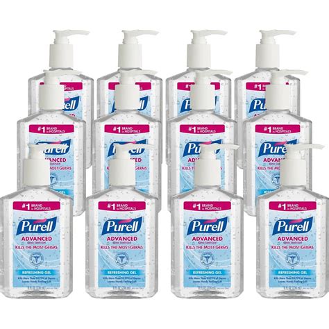 Purell Advanced Hand Sanitizer Refreshing Gel Clean Scent 8 Fl Oz Pump Bottle Pack Of 12