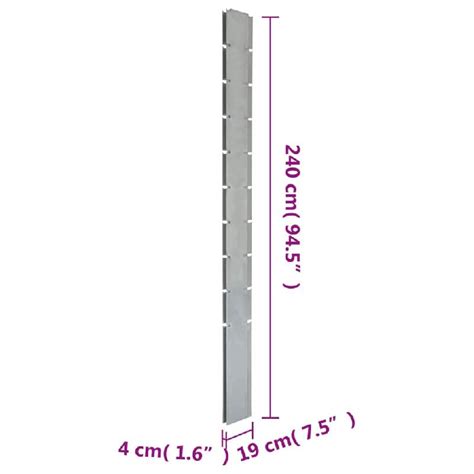 Vidaxl Poteaux De Cl Ture Pcs Argent Cm Acier Galvanis