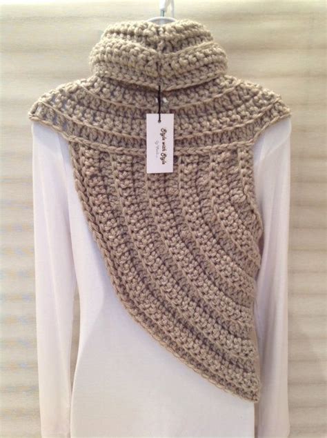 Crocheted Katniss Inspired Cowl Wrap Top Huntress Cowl Asymmetric Vest