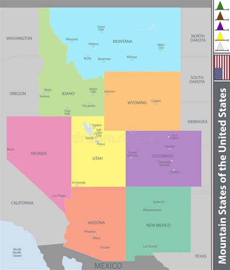mountain states   united states stock vector illustration