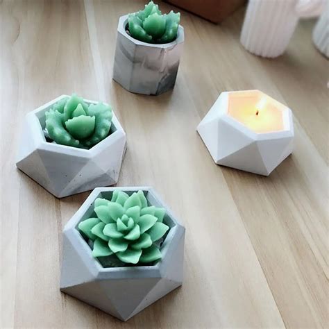 Diamond Shaped Silicone Mold Flower Pot Vase Concrete Cement Mold DIY